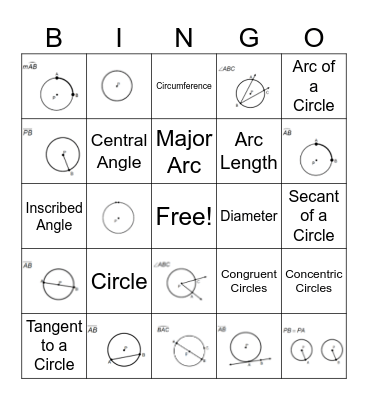 Circle Vocabulary Bingo Card