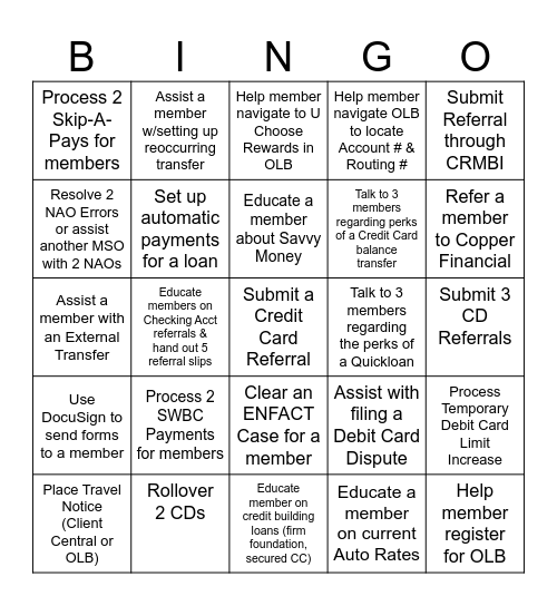 Hangar 46 Blackout Bingo Card