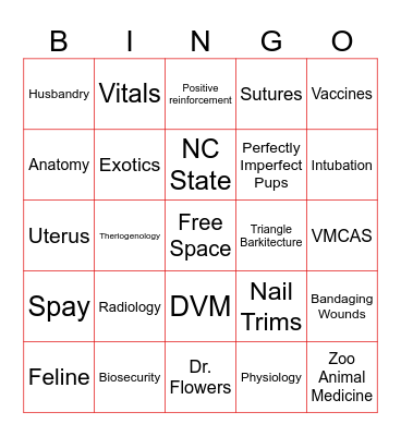 PVMA Bingo Card
