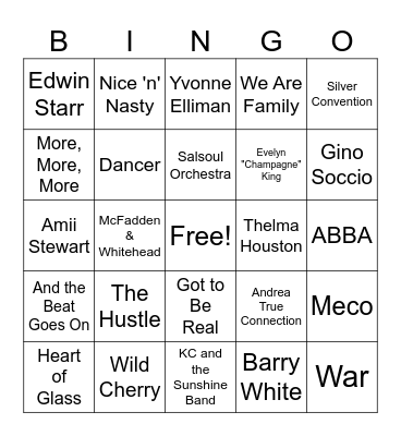 The Disco Inferno Bingo Card