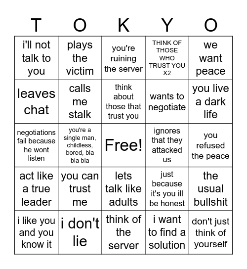 tokyo73 bullshit bingo Card