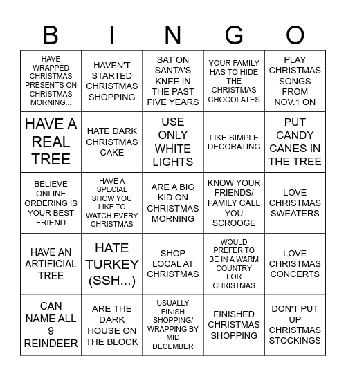 CHRISTMAS ALL THE WAY!     YOU... Bingo Card