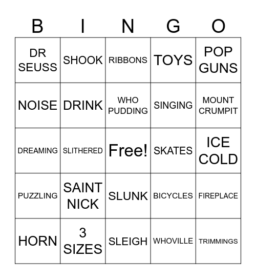 Grinchmas Bingo Card