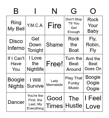 The Disco Inferno Bingo Card