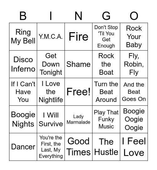 The Disco Inferno Bingo Card
