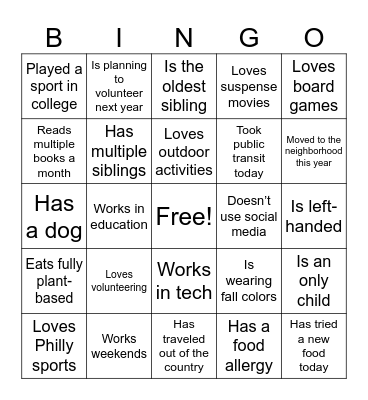 3rd District Friendsgiving Bingo Card
