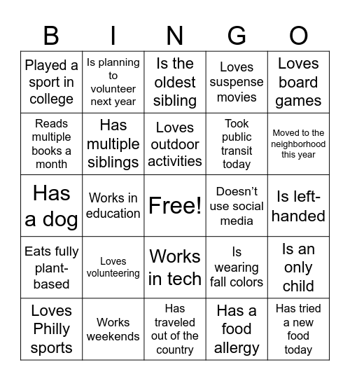 3rd District Friendsgiving Bingo Card