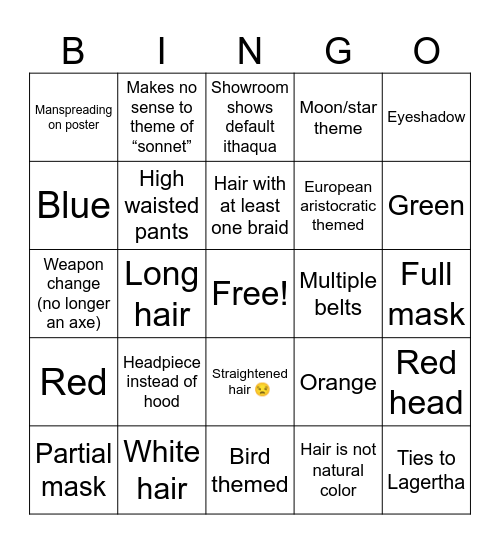 Ithaqua nymph bingo Card