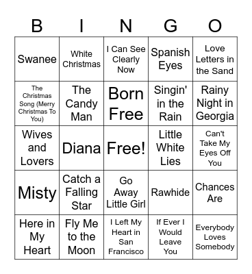 Classic Crooners Bingo Card