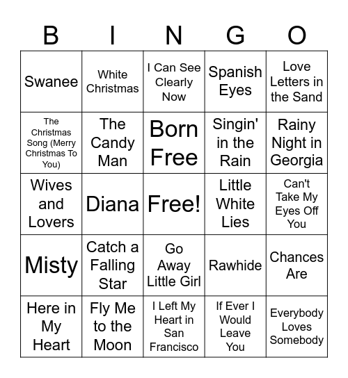 Classic Crooners Bingo Card