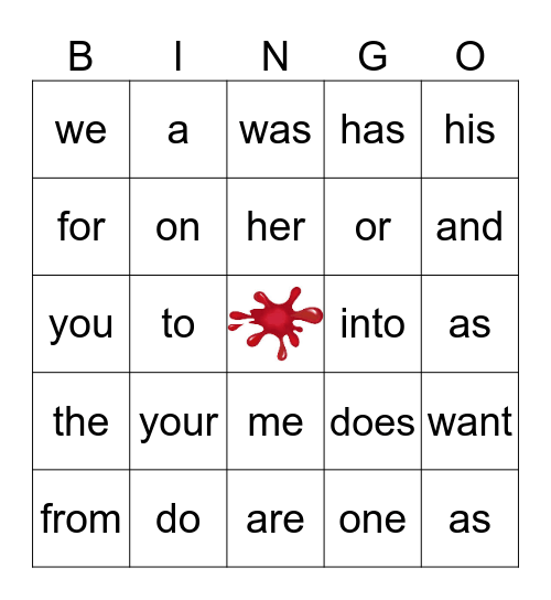 Wilson Sight Word - Bingo Step 1 Bingo Card
