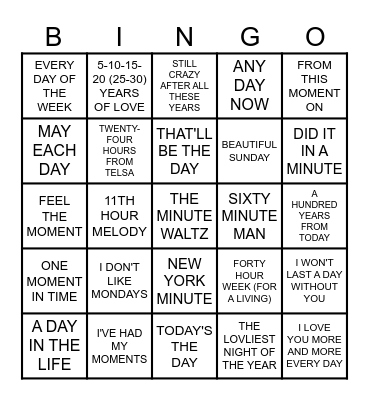 MB #97 -PERIODS OF TIME Bingo Card