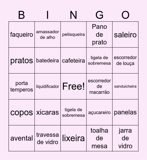 Chá de Panela Guilherme e Geovana Bingo Card