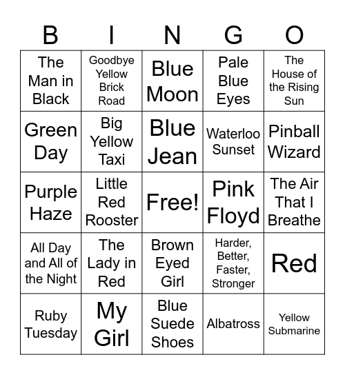 The Color Palette Bingo Card