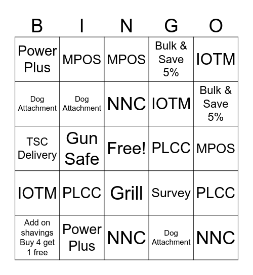 TSC DAT Bingo Card