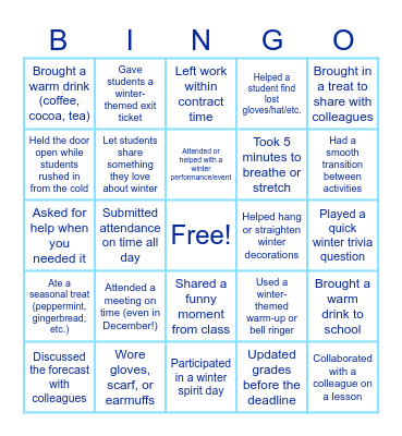Winter BINGO Card