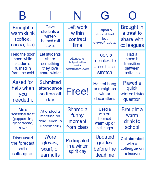 Winter BINGO Card