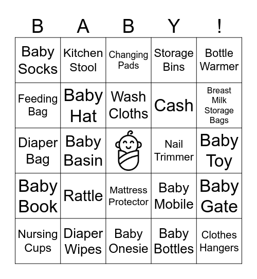 Bonnie and Joey's Baby Shower Bingo Card