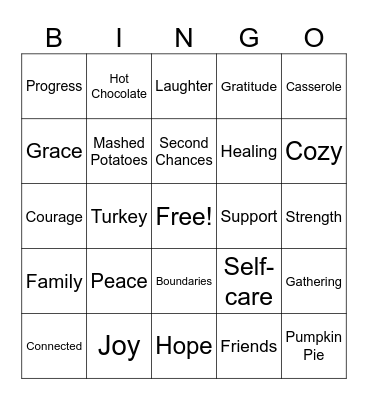 Thanksgiving BINGO Card