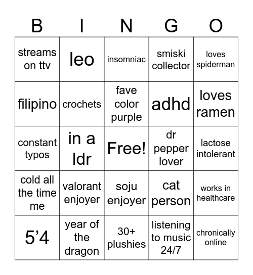 lilwoooozy Bingo Card