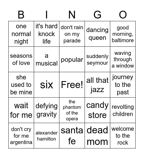 Patron Pick- by Olivia Bingo Card