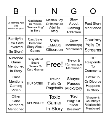 SRRS Bingo Card