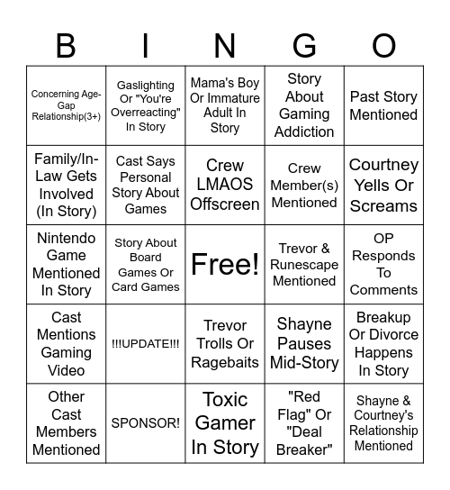 SRRS Bingo Card
