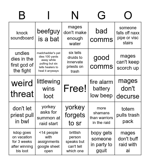 gdkp plz raid Bingo Card