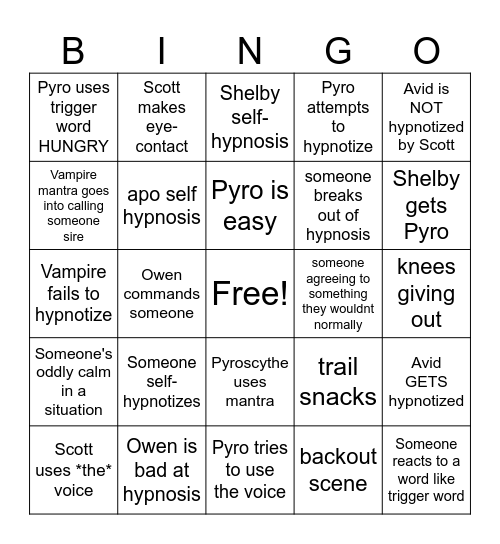pyro watch party bingo Card