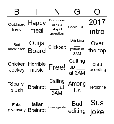 3AM Video Bingo Card