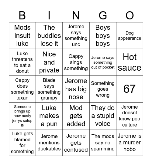 Jerome Bingo Card