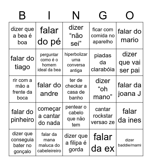 Zé Bingo Card