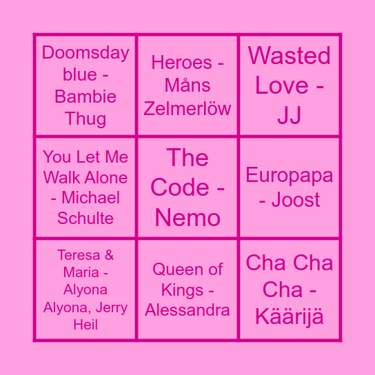 Curieus Music Bingo Card