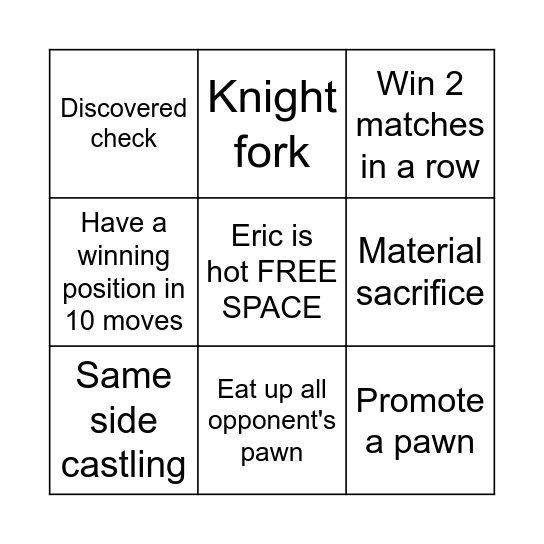 Individual Bingo Card
