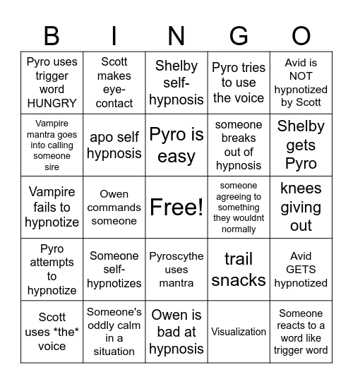 pyro watch party bingo Card