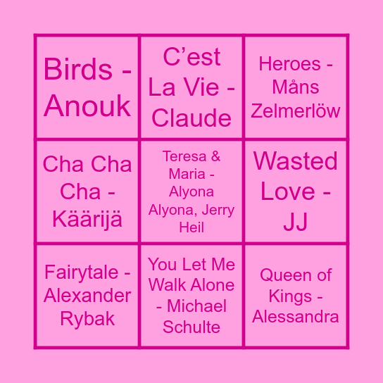 Curieus Music Bingo Card