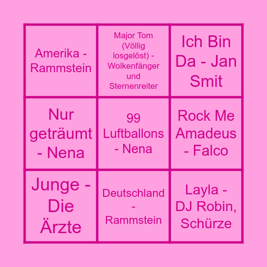 Curieus Music Bingo Card