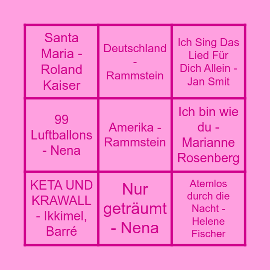 Curieus Music Bingo Card