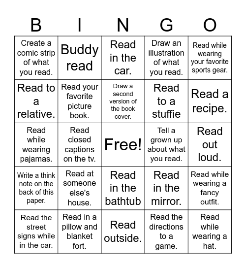 Fall Break Reading Challenge Bingo Card