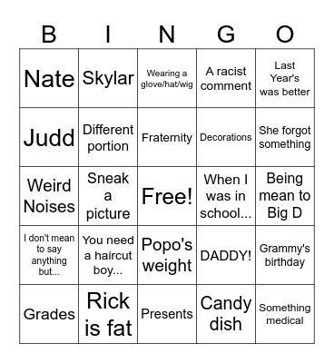 Grammy Bingo Card