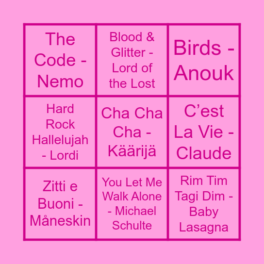 Curieus Music Bingo Card