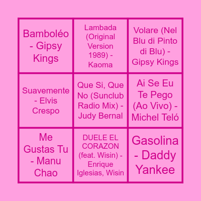 Curieus Music Bingo Card