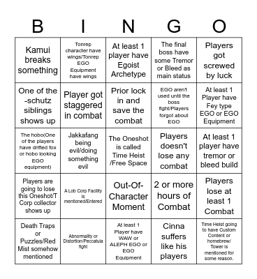 SotC Collab One-Shot: Time Heist Bingo Card