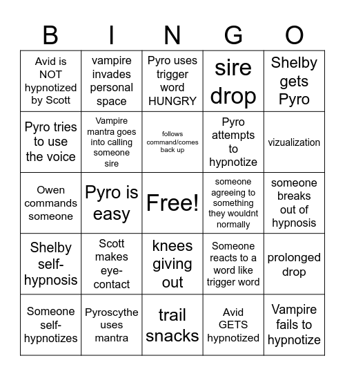 pyro watch party bingo Card