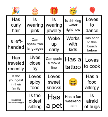 Find-The-Guest Bingo Card