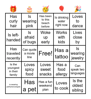 Find-The-Guest Bingo Card