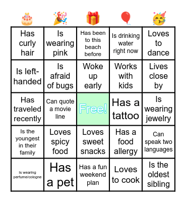 Find-The-Guest Bingo Card