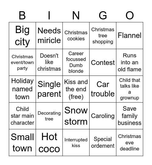 Hallmark Bingo Card
