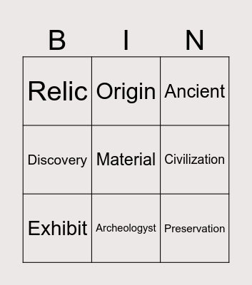 History Bingo Card