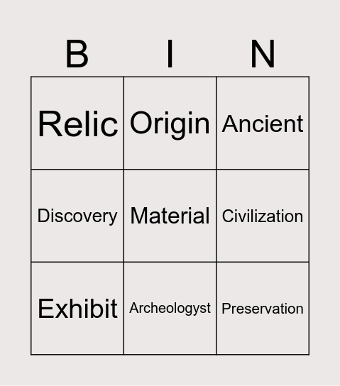 History Bingo Card